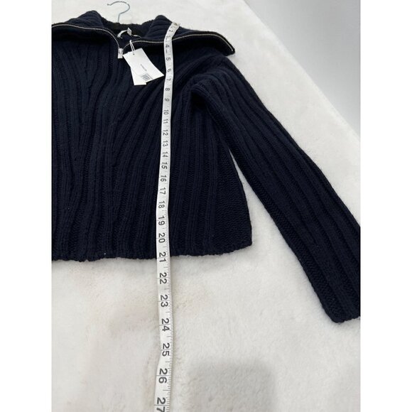NWT Vince. Size XXS Rib Transfer Full Zip Wool/Cashmere Sweater Navy MSRP $475 - Picture 6 of 15